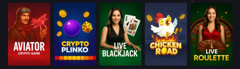 Instant Casino populaire spellenlobby met Aviator en Plinko.